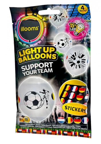 Illooms LED-es Lufi, 4 darabos csomag matricákkal, Foci mintás, 01440