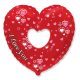 Lufi fólia 27" szív alakú piros, szives mintával - 06204