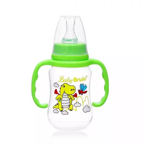 Színes mintás cumisüveg fogóval - 125ml