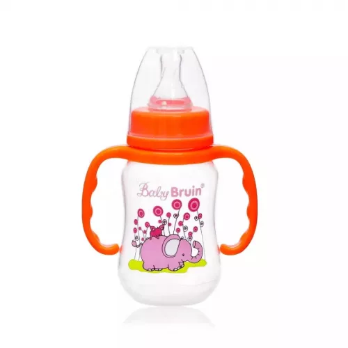 Színes mintás cumisüveg fogóval - 125ml