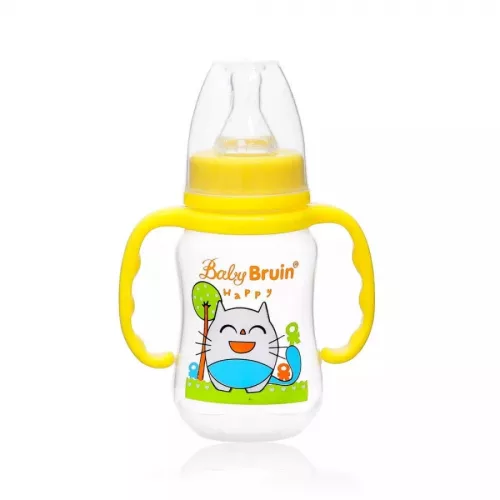Színes mintás cumisüveg fogóval - 125ml