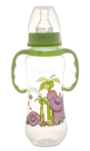 Színes mintás cumisüveg fogóval - 240 ml