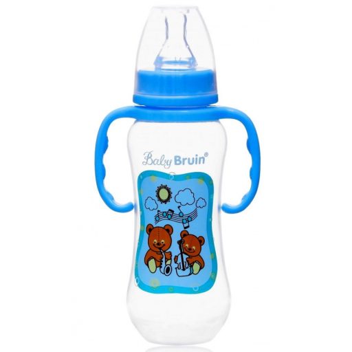 Színes mintás cumisüveg fogóval - 240 ml
