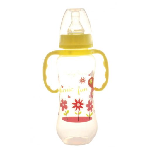 Színes mintás cumisüveg fogóval - 240 ml