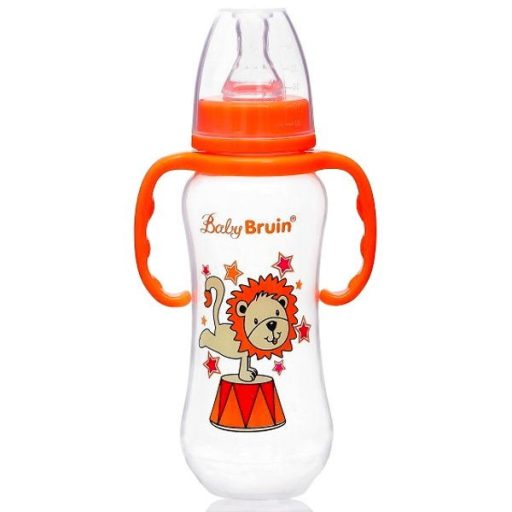 Színes mintás cumisüveg fogóval - 240 ml