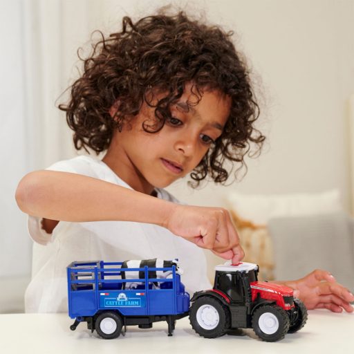 Dickie Fendt Farm Állatszállító Traktor Utánfutóval
