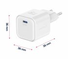 Swissten GaN hálózati töltőadapter 1xUSB-C PD, 20W, fehér