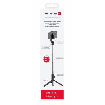   Swissten bluetooth selfie bot és tripod pro aluminium állvány (univerzális)