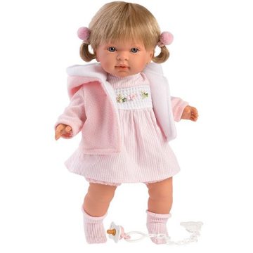 Llorens - Carla 42cm-es síró baba rózsaszín ruhában