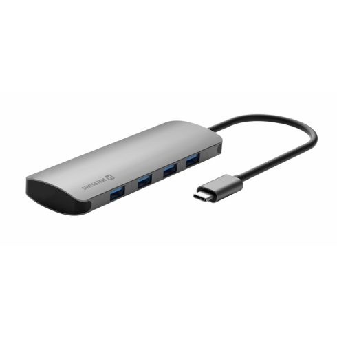 Swissten USB-C hub 4 az 1-ben, 4X USB 3.0 port 5Gb/s, passzív, alumínium