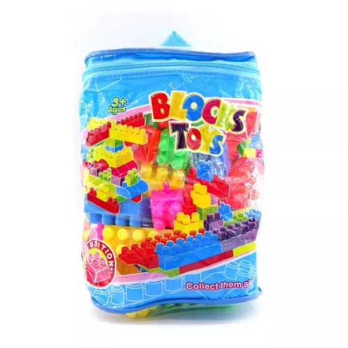 Építőkockák kék táskában 74db-os