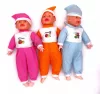 Elemes csecsemőbaba színes ruhában 45cm