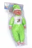 Elemes csecsemőbaba színes ruhában 45cm