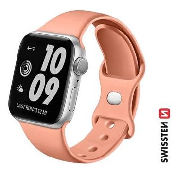   Swissten Apple Watch szilikon szíj 38/40/41 mm, narancs pink