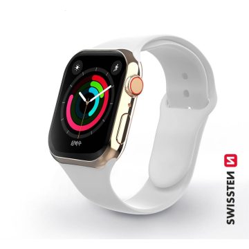 Swissten Apple Watch szilikon szíj, 42-44 mm, fehér