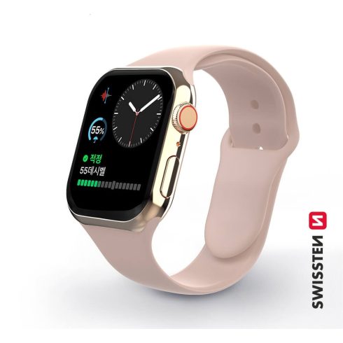 Swissten Apple Watch szilikon szíj, 42-44 mm, rózsaszín homok