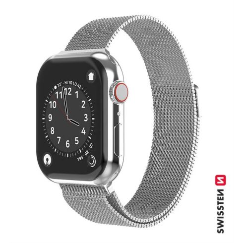 Swissten Apple Watch milánói szíj, 42-44 mm, ezüst