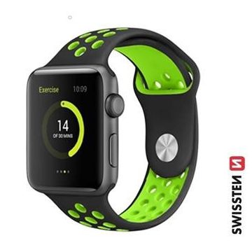   Swissten Apple Watch szilikon sportszíj 38/40/41 mm, fekete/zöld