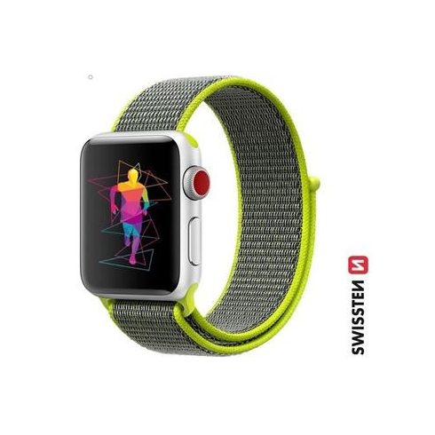 Swissten Apple Watch tépőzáras nylon szíj 38/40/41 mm, fényes zöld