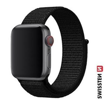   Swissten Apple Watch tépőzáras nylon szíj 38/40/41 mm, fekete