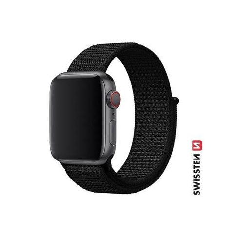 Swissten Apple Watch tépőzáras nylon szíj 38/40/41 mm, fekete