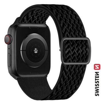   Swissten Apple Watch állítható nylon körszíj 38/40/41 mm, fekete