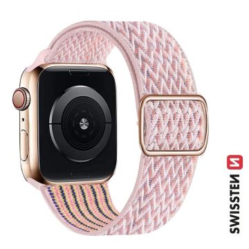   Swissten Apple Watch állítható nylon körszíj 38/40/41 mm, rózsaszín