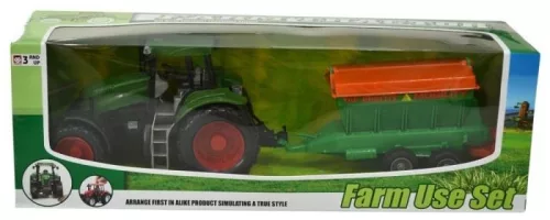 Zöld traktor vetőgéppel