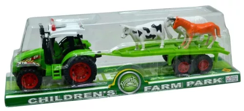 Traktor állatokat szállító pótkocsival