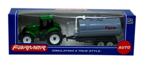 Traktor lószállítóval, tartállyal