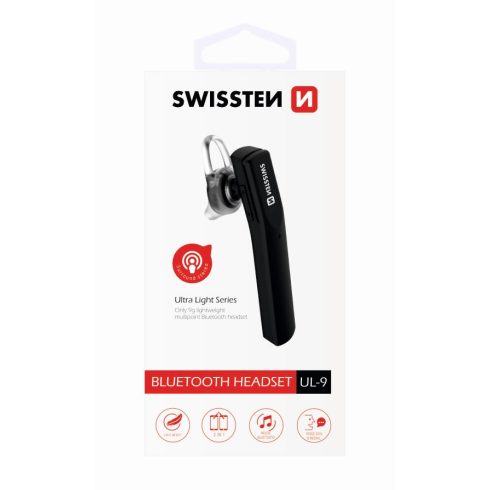 Swissten bluetooth headset ultra light UL-9 fekete