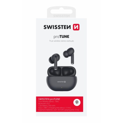 Swissten Pro Tune TWS bluetooth fülhallgató, fekete