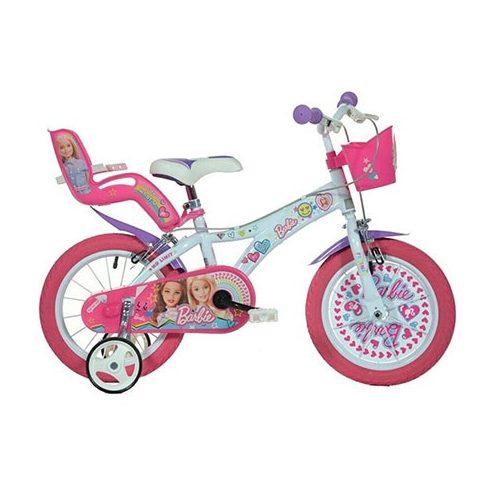 Barbie rózsaszín-fehér kerékpár 14-es méretben