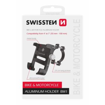 Swissten alumínium kerékpáros/motoros telefontartó BM1