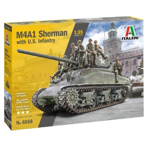 Italeri - M4A1 Sherman with U.S. Infantry makett 1:35
