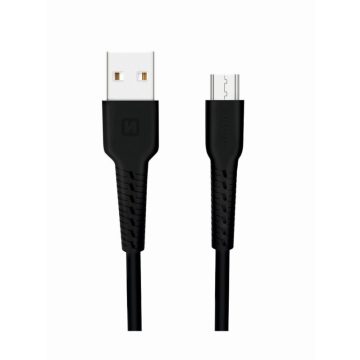   Swissten adat- és töltőkábel gumírozott, USB/mikro USB, 1m fekete