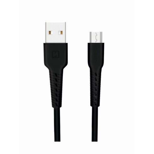 Swissten adat- és töltőkábel gumírozott, USB/mikro USB, 1m fekete