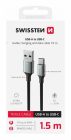 Swissten fonott textil adat- és töltőkábel USB/USB-C, 1,5m, fekete