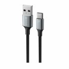 Swissten fonott textil adat- és töltőkábel USB/USB-C, 1,5m, fekete