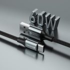Swissten fonott textil adat- és töltőkábel USB/USB-C, 1,5m, fekete