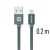 Swissten adat- és töltőkábel textil bevonattal, USB/lightning, 0,2 m szürke