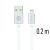 Swissten adat- és töltőkábel textil bevonattal, USB/lightning, 0,2 m ezüst/fehér