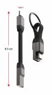 Swissten mágneses töltőkábel kulcstartó, USB-A/USB-C 9,7 cm