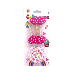Muffin papír csomag díszekkel lapon - 24 + 24 db - 72244