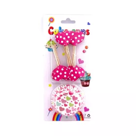 Muffin papír csomag díszekkel lapon - 24 + 24 db - 72244