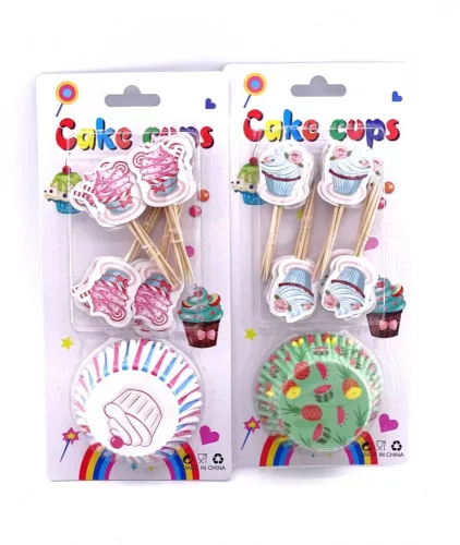 Muffin papír csomag díszekkel lapon - 24 + 24 db - 72244