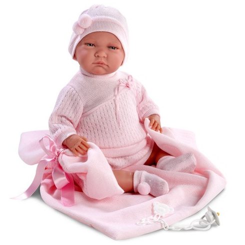 Lala síró kislány újszülött baba takaróval 40 cm