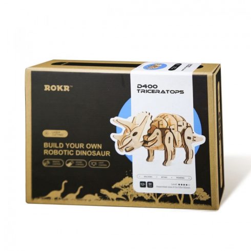 Robotime 3D interaktív fa puzzle - Triceratops dínó