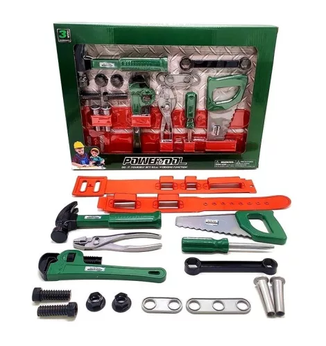 Szerszám szett dobozban - zöld - piros