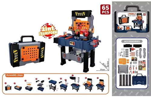 Szerszám szett bőröndben - Kék - sárga